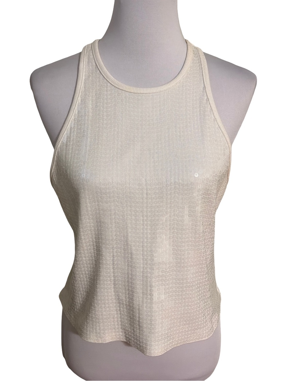 Express Cream Ribbed Racerback Tank Top